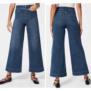 Spanx Everywear Cropped Wide Leg Denim Jeans With Patch Pockets Womens Size 2X